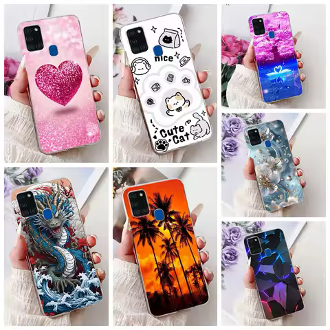 For Samsung A21s Case Cover Clear Fashion Luxury Cute Painted Back Cover For Samsung Galaxy A21s Phone Case A217F A217M A217N