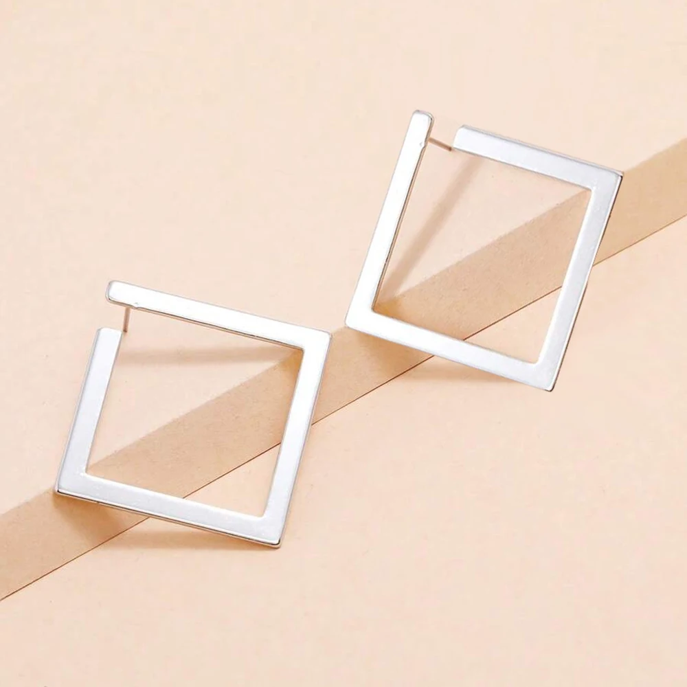 DOTIF Stainless Steel Geometric Hollow Square Earrings Female 2025 New Personality Simple Fashion Senior Sense Of Ear Jewelry