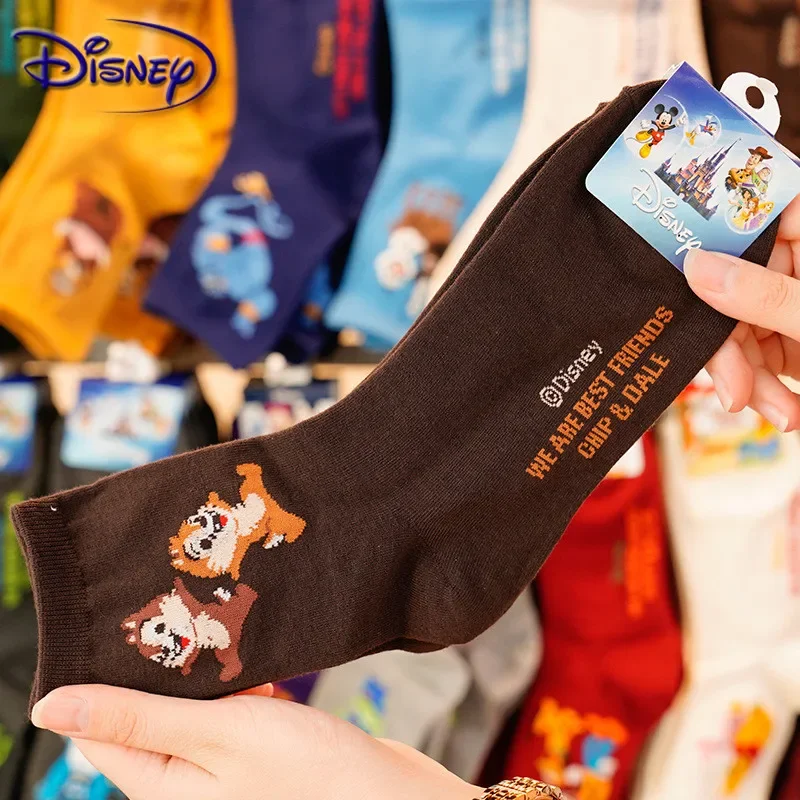 Disney Sanrio Casual Ladies Socks Cartoon Minnie Mickey Donald Duck Pattern Socks Winnie The Bear In The Tube Cotton Socks