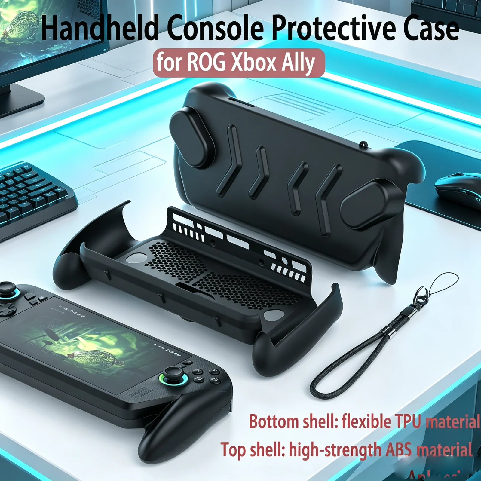 Funda de TPU de protección total para ROG Ally y Xbox Handheld con soporte de escritorio integrado en la carcasa inferior, accesorios para juegos