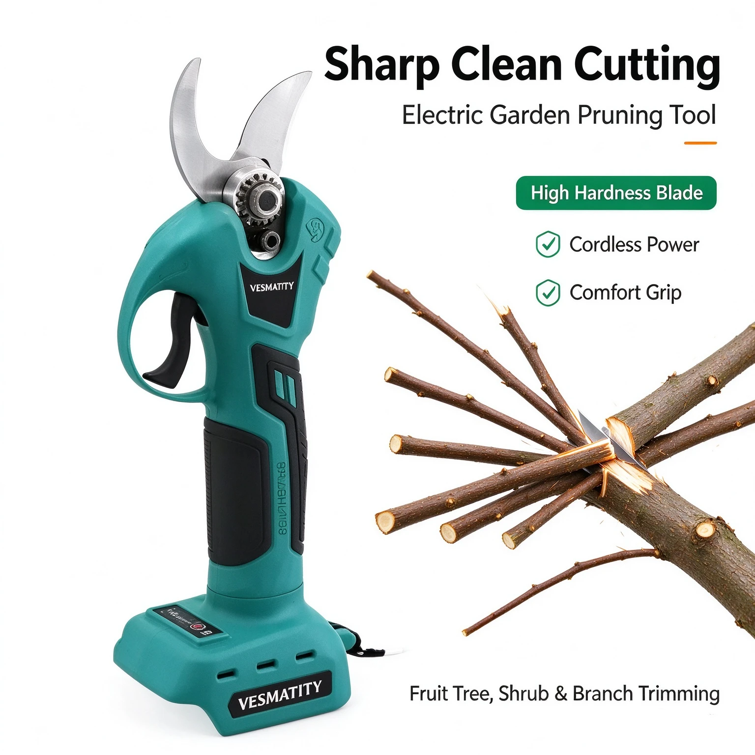 Brushless Cordless Electric Pruning Shears Handheld Garden Branch Cutter Electric Scissors for Fruit Tree Trimming