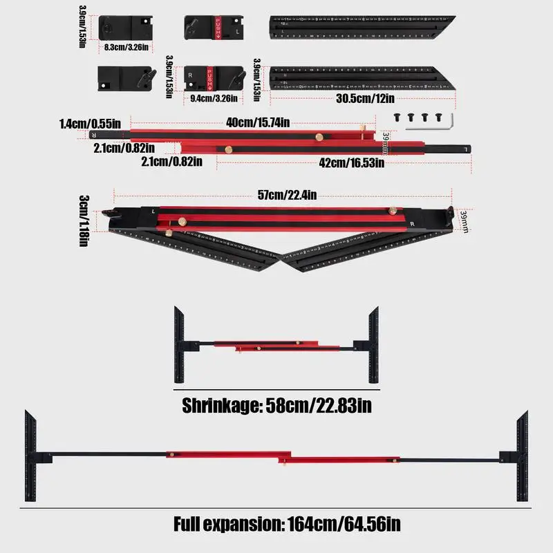 Stair Tread Template Tool Step Gauge Ruler Multifunctional Stair Tread Template Gauge Tool for Measurement and Positioning