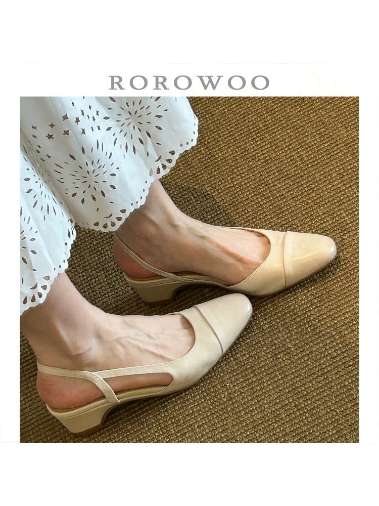 

2026 New French-style Minimalist Chic Closed-toe Sandals for Women Summer Retro Round-toe Back Strap Shallow Shoes