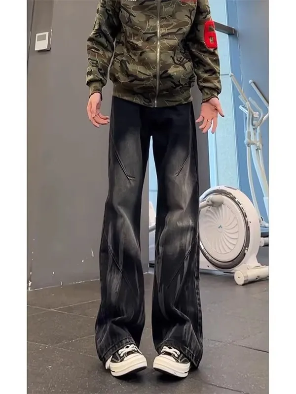 

Мужские джинсы Bla Deconstructed Design с эффектом тай-дай, микро-клеш, в американском уличном стиле, зауженные прямые брюки