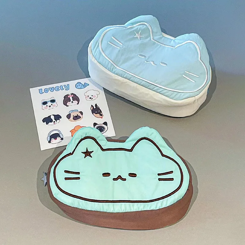 Kawaii Cosmetic Bag,  Cute Cat Plush Pencil，Cartoon Cute Makeup Bag, Anime Portable Travel Storage Bag for Girls and Women