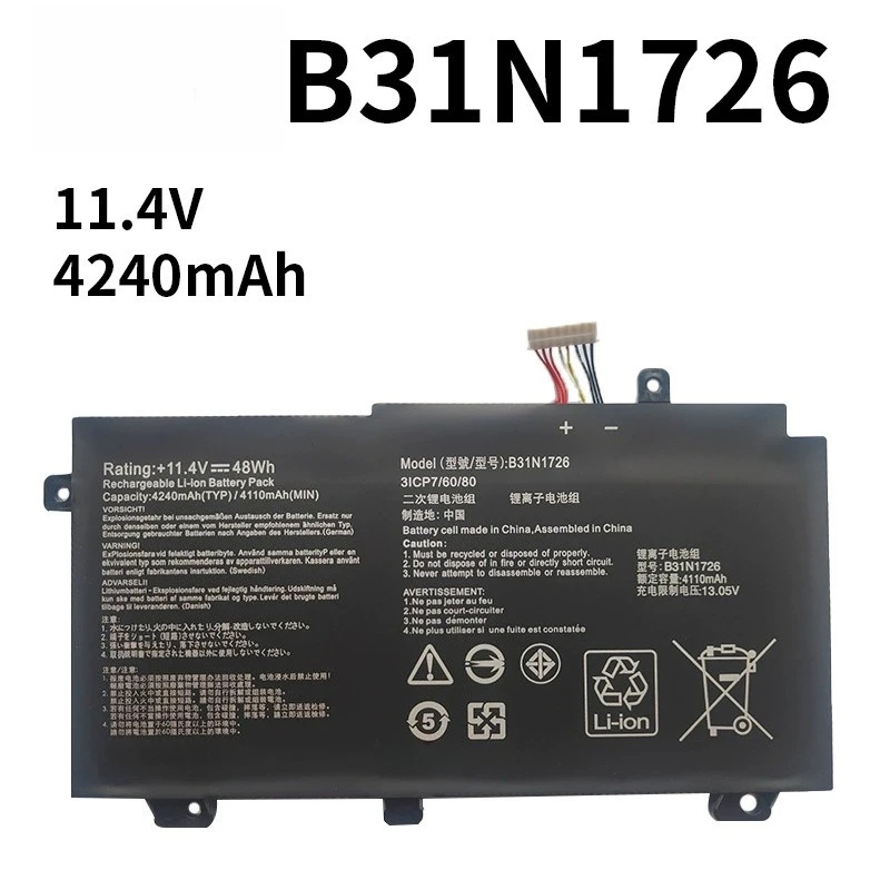 B31N1726 11.4V 4240mAh 48Wh High Capacity Li-ion Laptop Battery for ASUS TUF Gaming FX504 FX504G FX504GD FX504GE FX504GM FX505