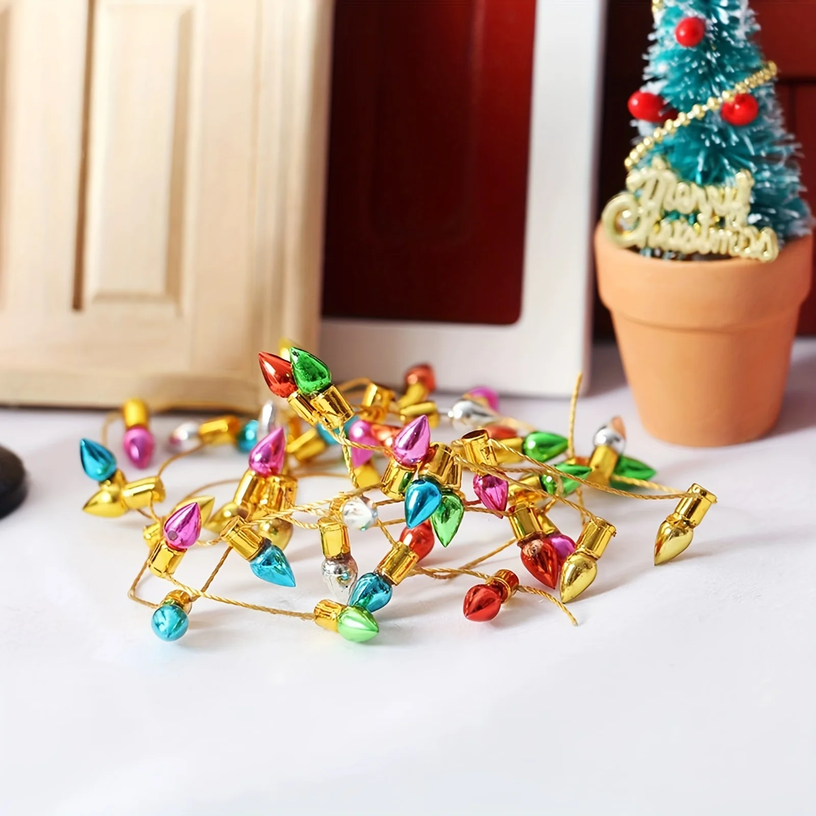 1 Meter Miniature String Lights for Fake String Fairy Lights Doll House Decor Gifts for Christmas, 1 Meter