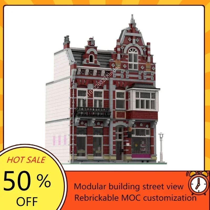 3419PCS Aangepaste MOC Gebakwinkel modulaire street view Model Custom Puzzel Kinderen verjaardag speelgoed kerstcadeaus