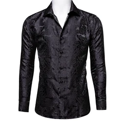 Barry. wang Langarm Herren Anzug Hemden Jacquard Paisley Blumen hochwertige Seide formale männliche Blusen Hochzeit Business Prom Geschenk