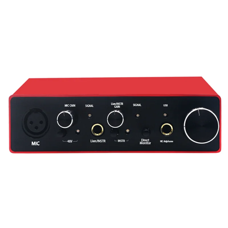 기타 라이브 녹음을 위한 고정밀 24-B192 Khz Ad-Da 변환기가 포함된 2X2 전문가용 USB 녹음 사운드 카드 키트