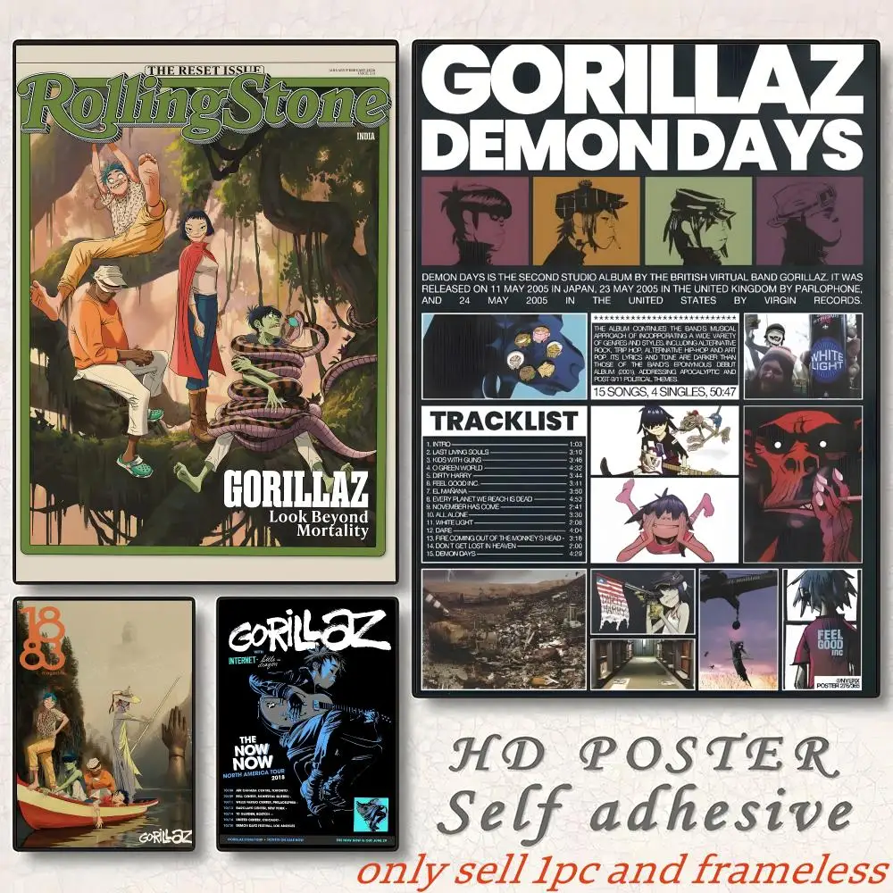 Poster Gift with prints Home bedroom living room decoration promotion and display Virtual Cartoon band G-Gorillaz Band