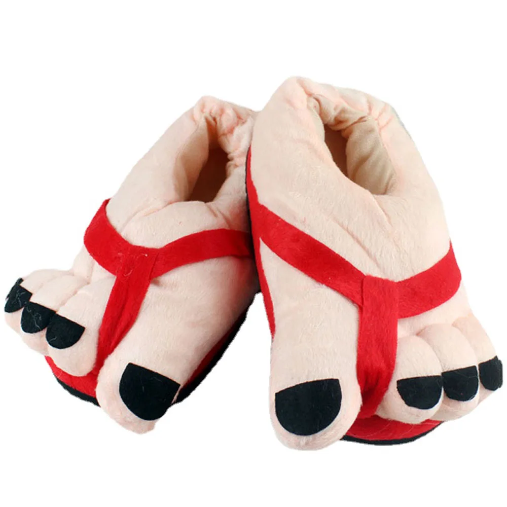 Winter Funny Slippers for Men Women Cute Home Shoes Big Foot Furry Slippers Unisex Indoor Boys Man Fuzzy Five Finger Slippers