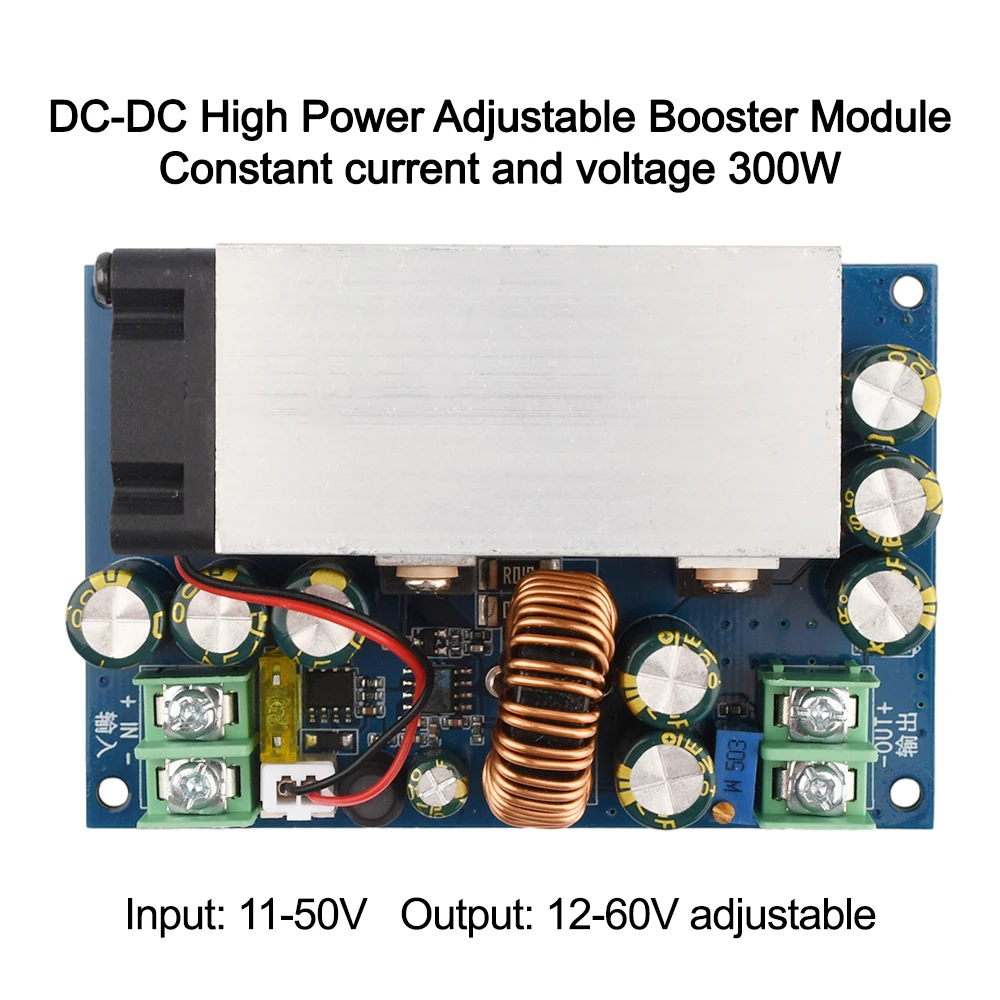 High Power 300W DC-DC 20A Adjustable Step Up Boost Converter Power Supply Module 11V-50V to 12-60V Voltage Regulator Module