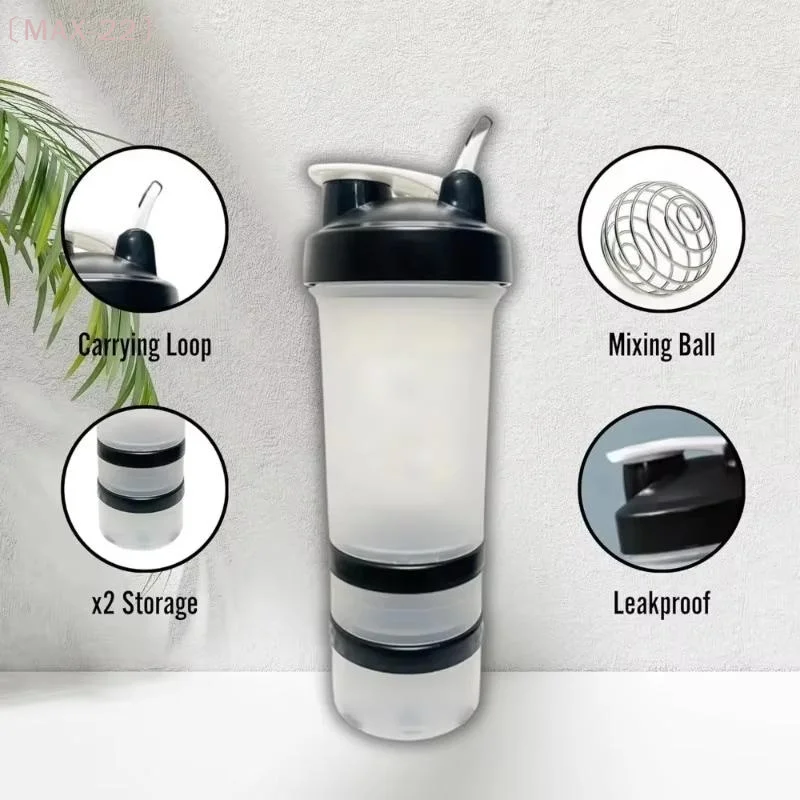 〔MAX-22〕Portable Shaker Bottle With Measurement Markings For Protein Meal Replacement For Gym Fitness Training Drinking Bottle