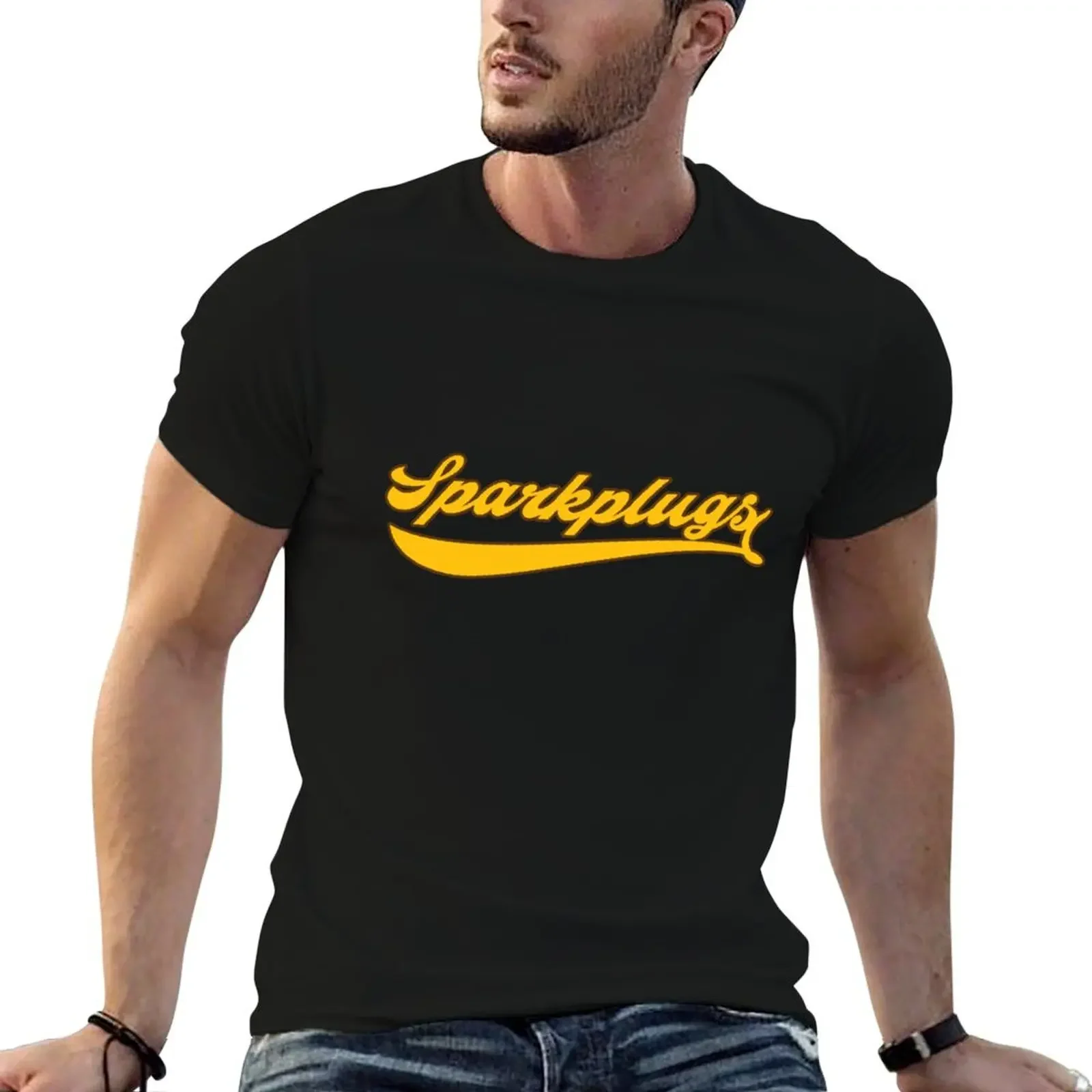 

Sparkplugs (brown and gold) T-Shirt plain plus sizes mens clothes