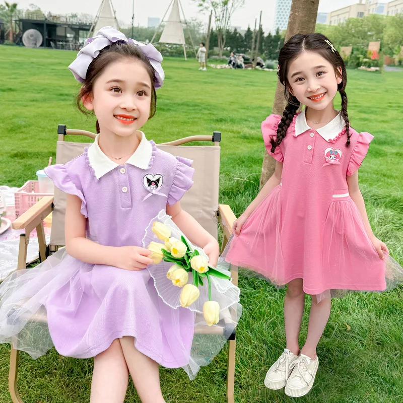 

Платье Sanriou, юбка-поло Kuromi, юбка принцессы My Melody, одежда для девочек, юбка-гарнир, повседневная юбка, хлопковая праздничная юбка с героями мультфильмов, подарок