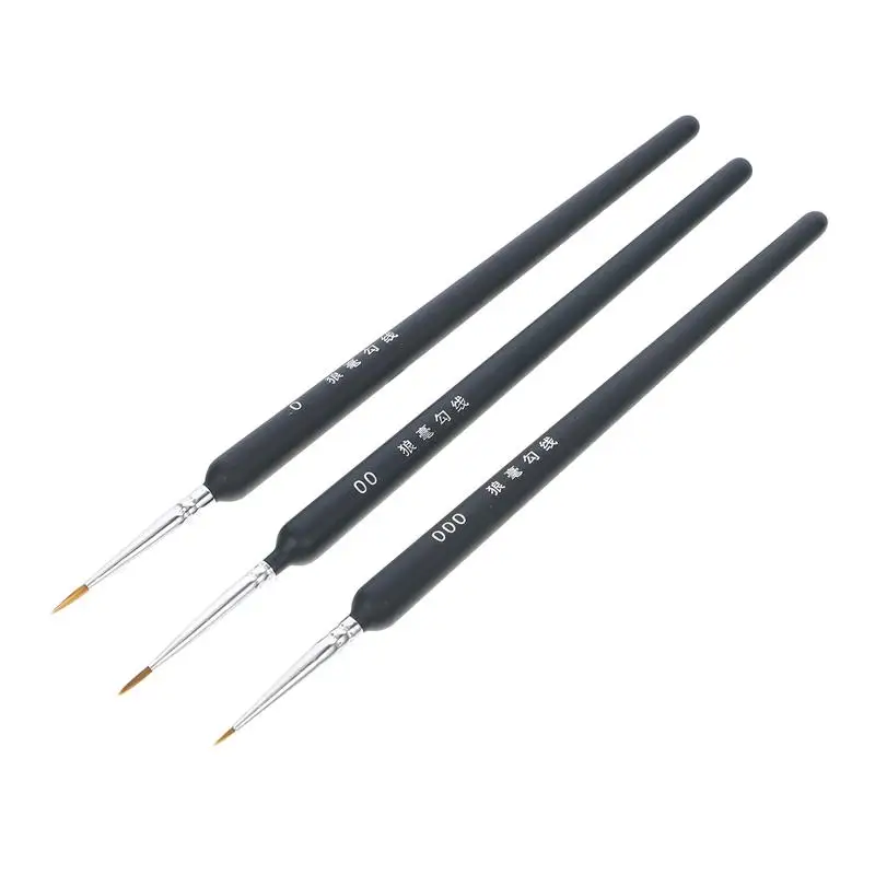 

3pcs Wolf Hair Durable Brushes Set For Detail Art Painting Miniatures Acrylic Watercolor Oil Gouache Exquisite Craftsmanship