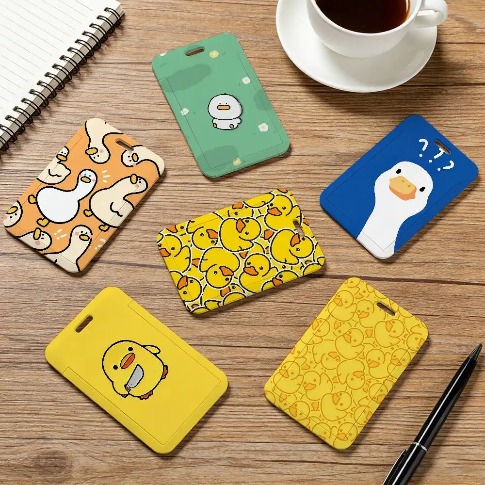 Cartoon Little Duck Card Holder Employee Card Cover Lanyard Work Business ID Badge Holder Name Tag Cards Case