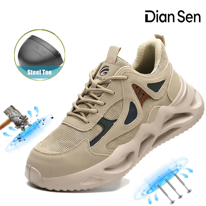 男性用安全靴-スチールトゥキャップ-壊れない保護靴-穿刺防止作業靴-オールシーズンカジュアルワークスニーカー