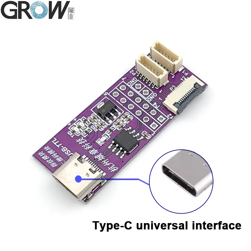 GROW USB-TTL Converter Board For Fingerprint Module/Barcode Scanner Easy Testing Adopts CH340N Chip Type C Interface