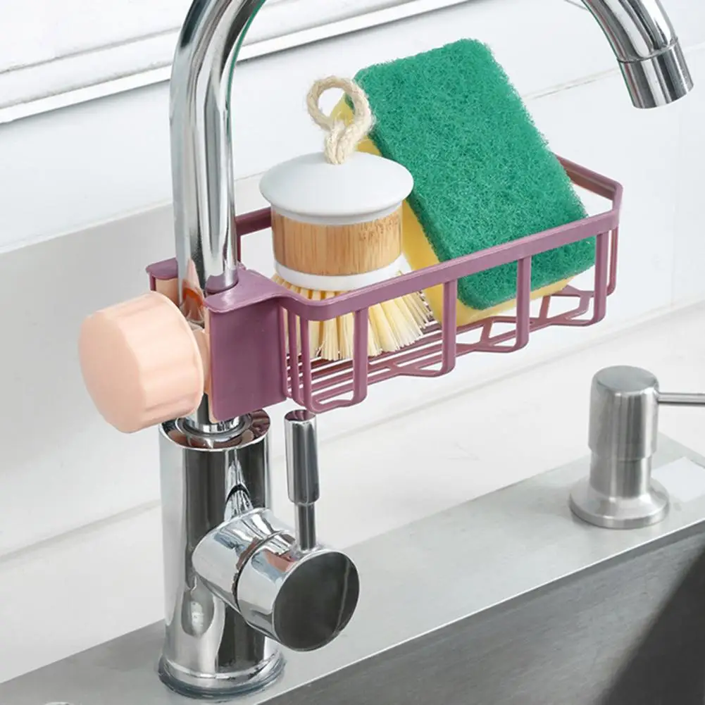 Fancy Storage Shelf PP Sink Caddy Ventilated Quick Drying Multi-functional Hollow Sink Faucet Organizer