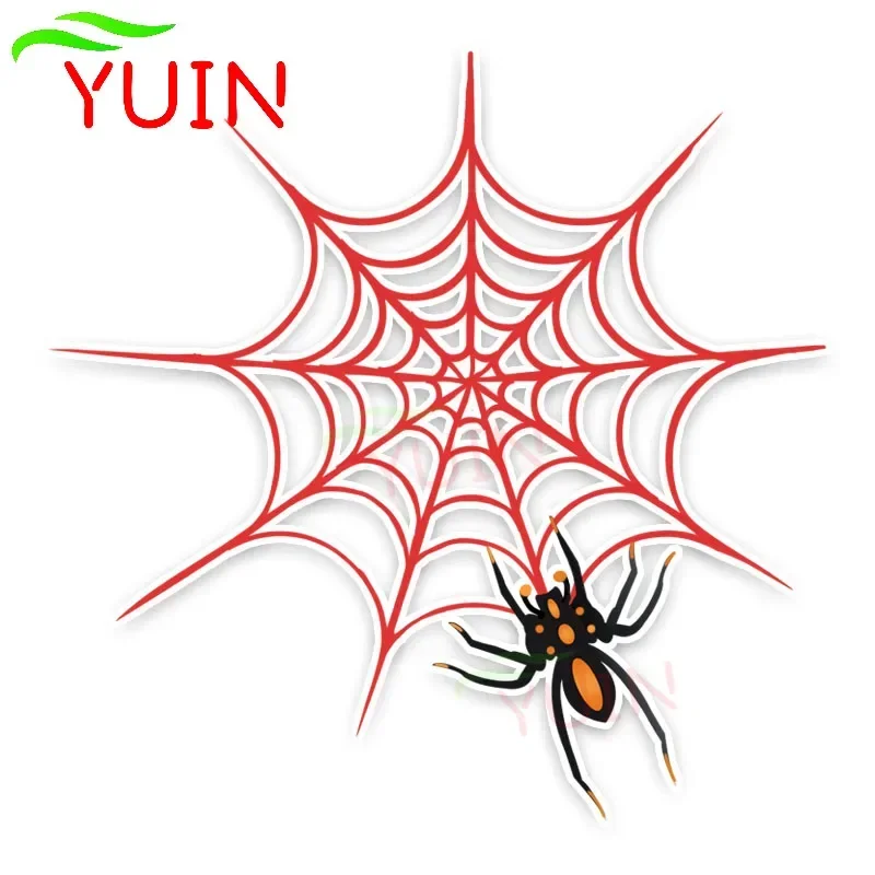 

YUINFashion Car Sticker Unique Red Spider Web Animal Decals PVC Bumper Decoration Accessories Waterproof Sunscreen Decal 14*14cm