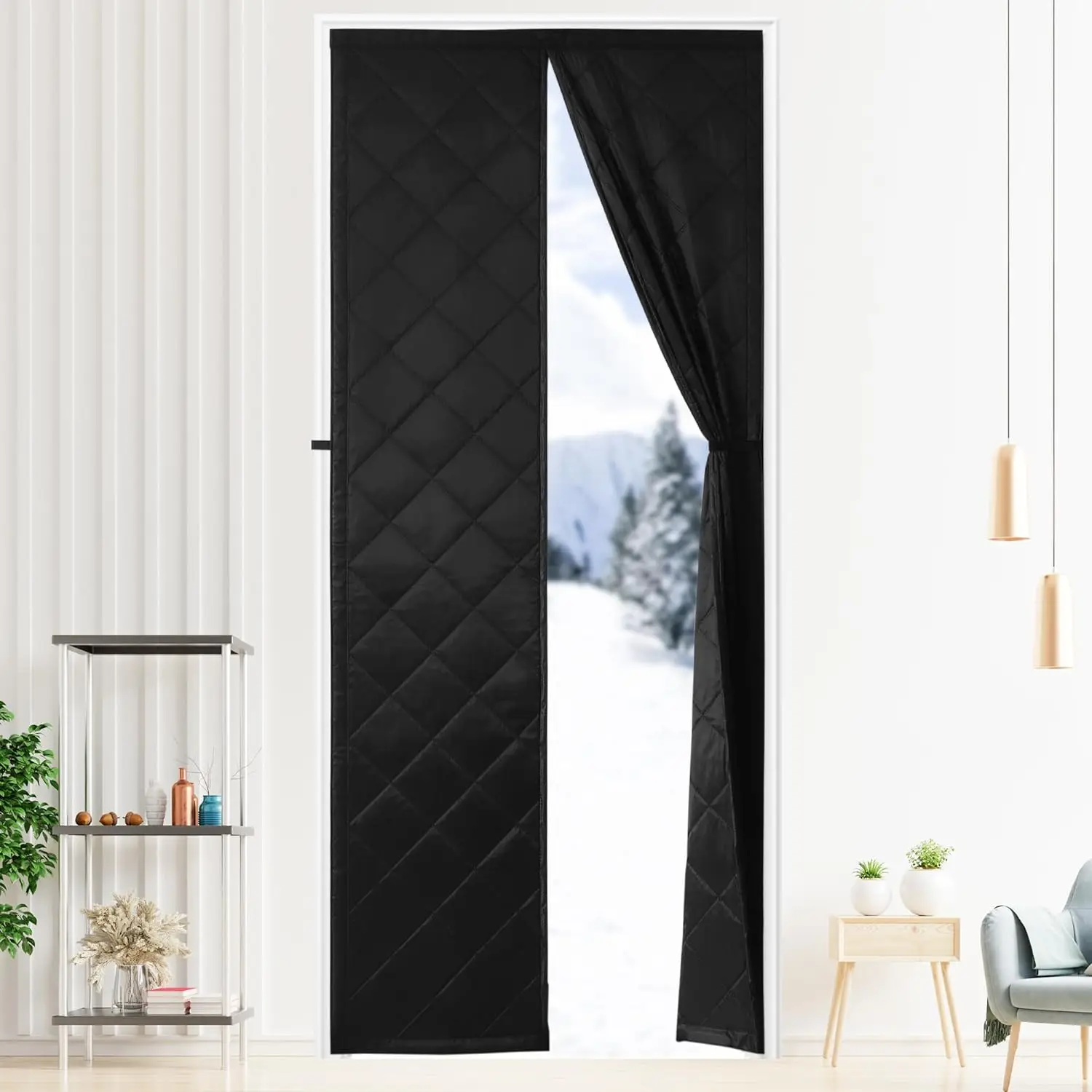 

1pc, magnetic heat insulating door curtain, multiple sizes available, durable oxford cloth and thickened polyester fiberfill, ef