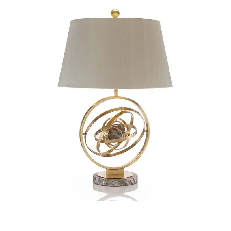 

American simple globe personalized wrought iron creative living room bedroom study model room marble base desk lamp