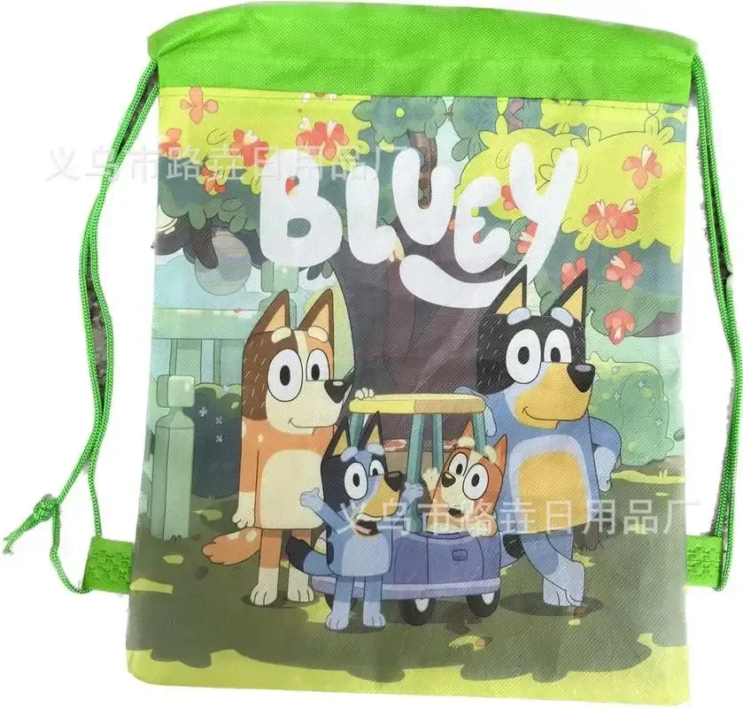 Bluey Family Bingo Bandit Chilli Figures Cartoon Cute Non Woven Drawstring Bag Bundle Pocket Storage Bag Children\'S Gift