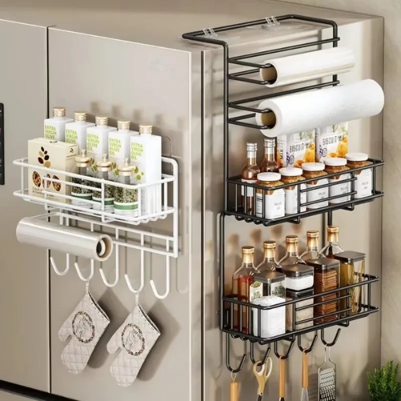 Magnetic Suction Refrigerator Side Shelf Space-Saving Spice Organizer Kitchen Storage Rack for Refrigerator Accessories