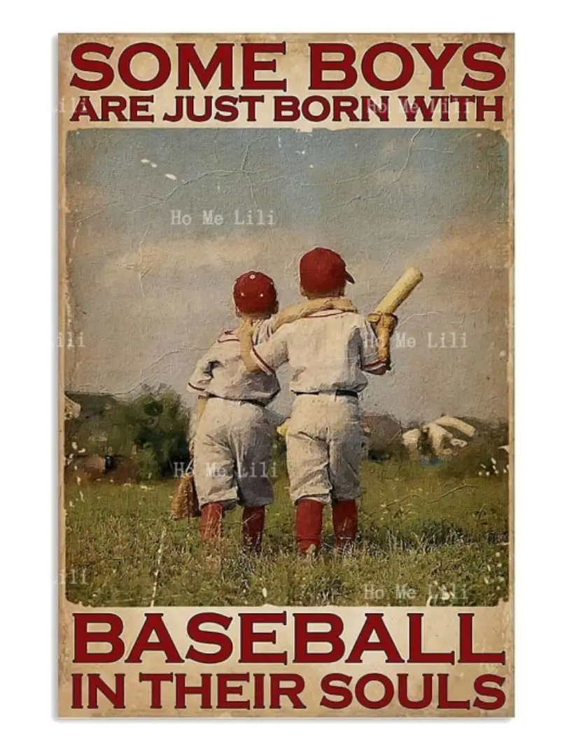 Baseball Teenager Back View Poster Metal Tin Sign Some Boys Are Born To Like Baseball Garage Pub Man Cave Novel Toilet Sign