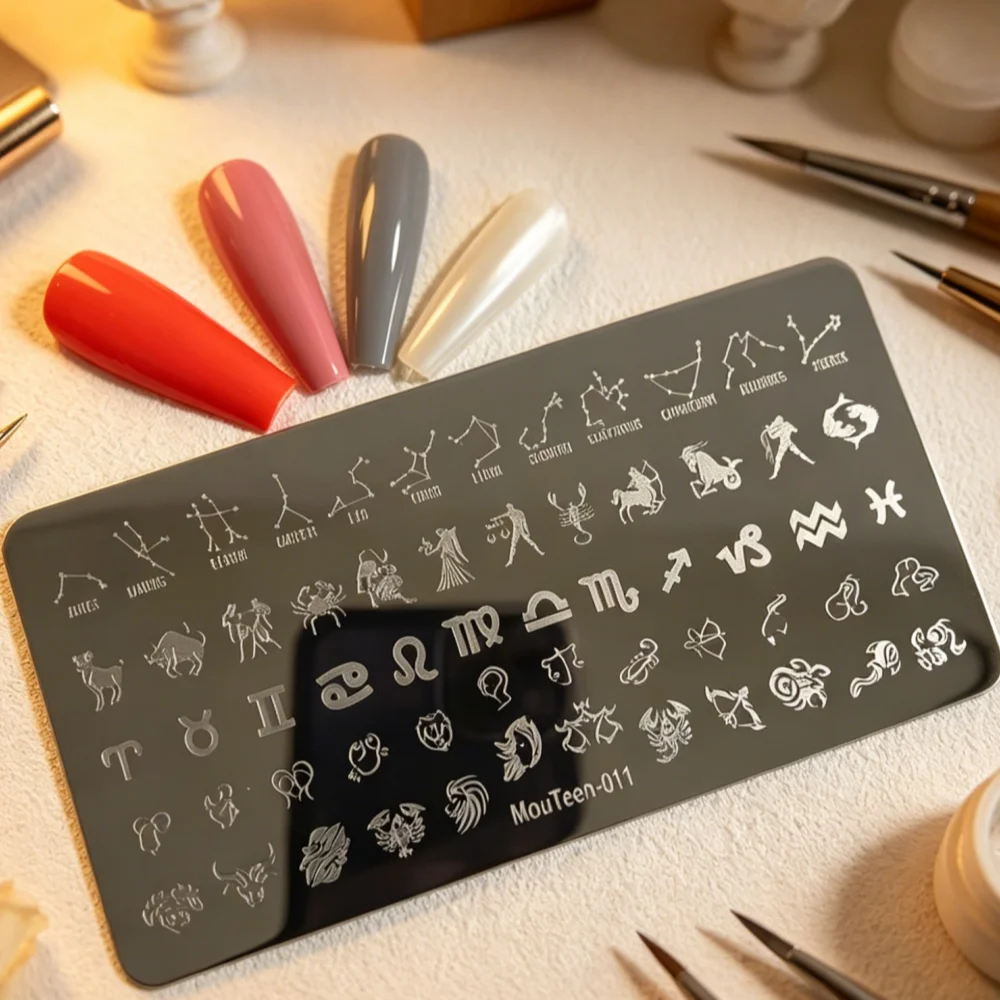 

MouTeen011/12 Zodiac Constellations Nail Stamping Plate Horoscope Sign Nail Art Template Stamp Plate for Nail Art Decoration