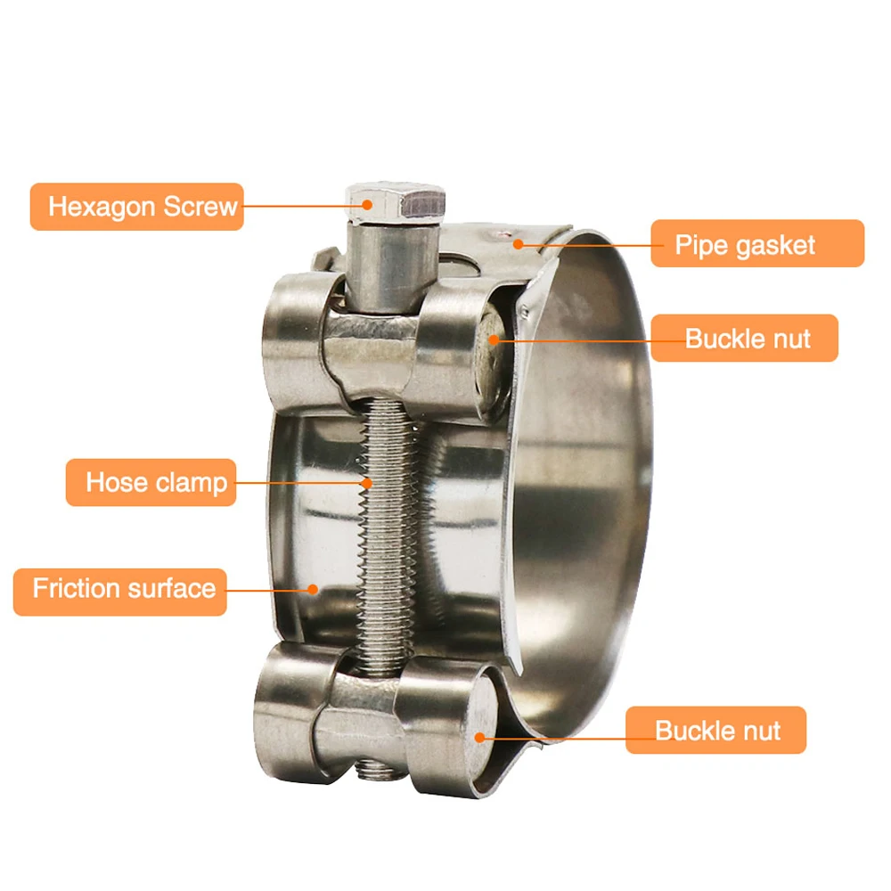 Abrazadera de tubo de escape para motocicleta, abrazadera de acero inoxidable 304, aro de tubo de 32-63mm, silenciador antideslizante para