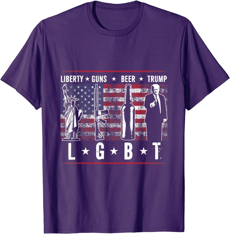 Liberty GunBeerTrump Print T Shirt Spoof Funny Gift TopsT-ShirtCasual Men's T-ShirtCasualWomen's Clothing Harajuku Fashion Tees