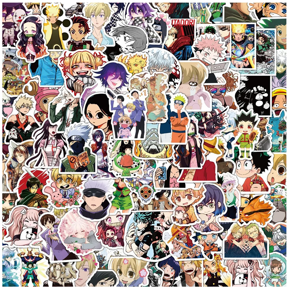 10/30/50/100PCS Jujutsu Kaisen Demon Slayer My Hero Academy Mix Anime Stickers Cool Cartoon Decal Kid Toy DIY Luggage Guitar Car