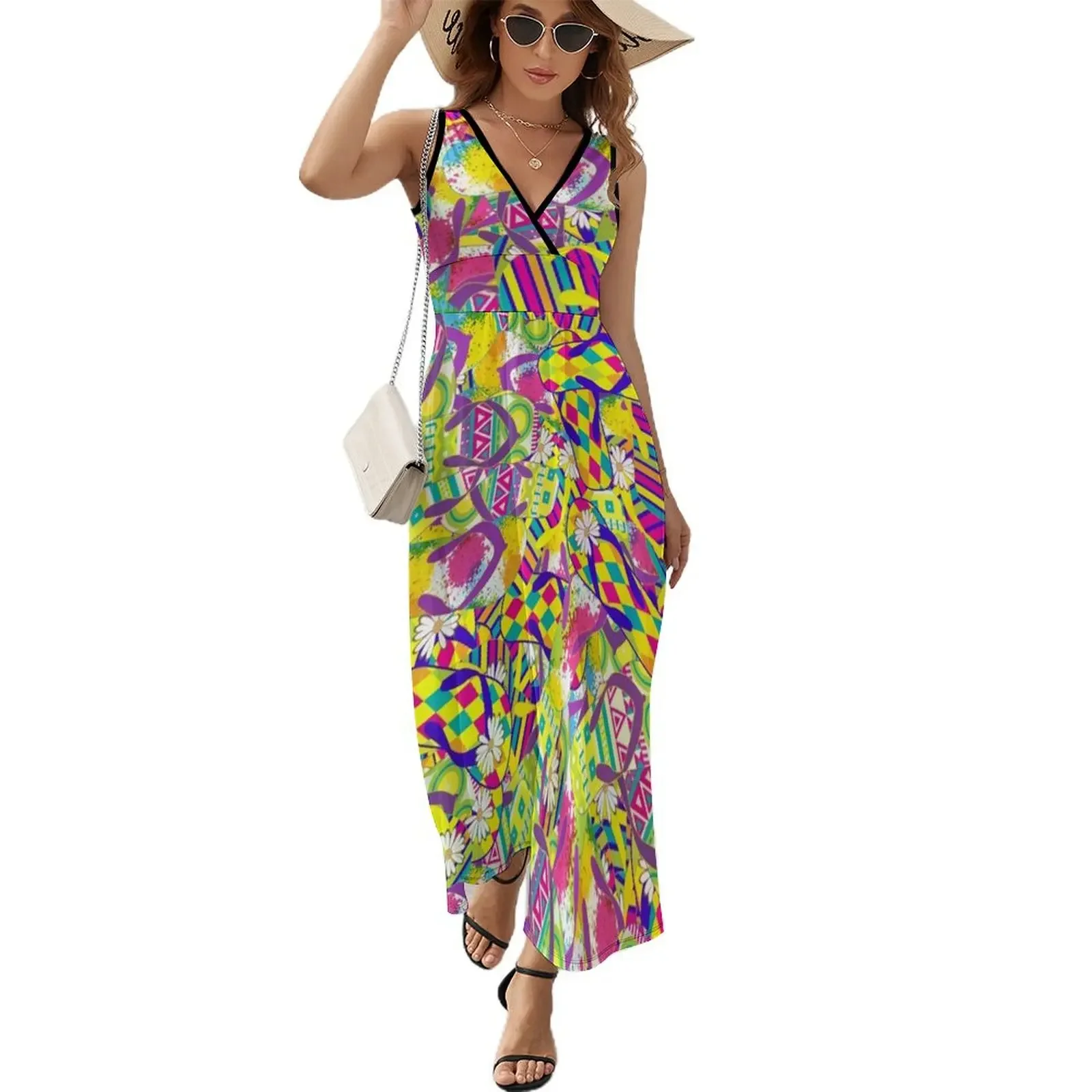 

Watercolor Illustration Flip Flop Pattern, Flip Flop Sublimation Pattern Short-Sleeved Dress beach dresses Clothing female Dress