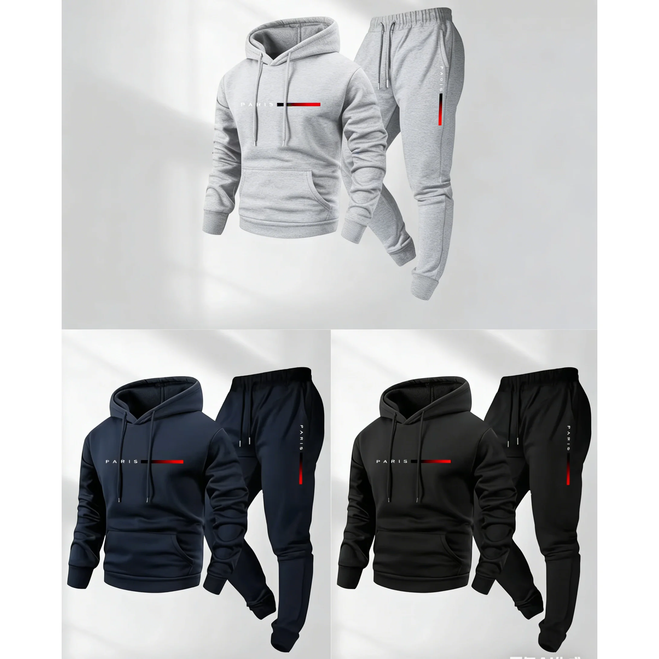 

2025 Men's Leisure New Velvet Thickened Sports Set New York Cross Print Spring and Autumn Hoodie Set Long Sleeve