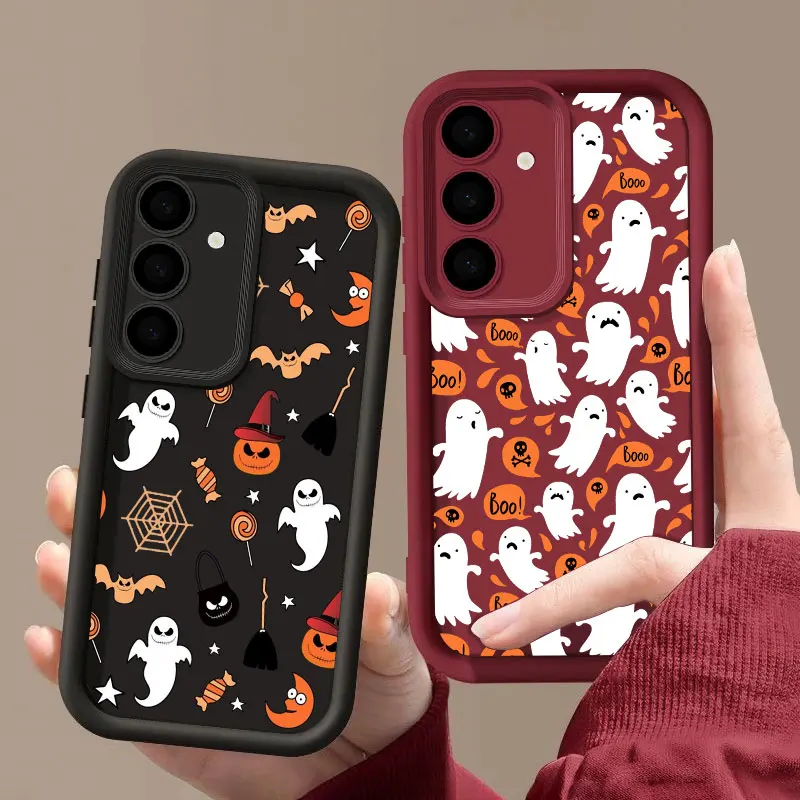 Halloween Happy Ghost S26 Ultra Case For Samsung Galaxy S26 S25 S24 S22 S23 Ultra S21 Plus S20 FE Camera Protection Soft Cover