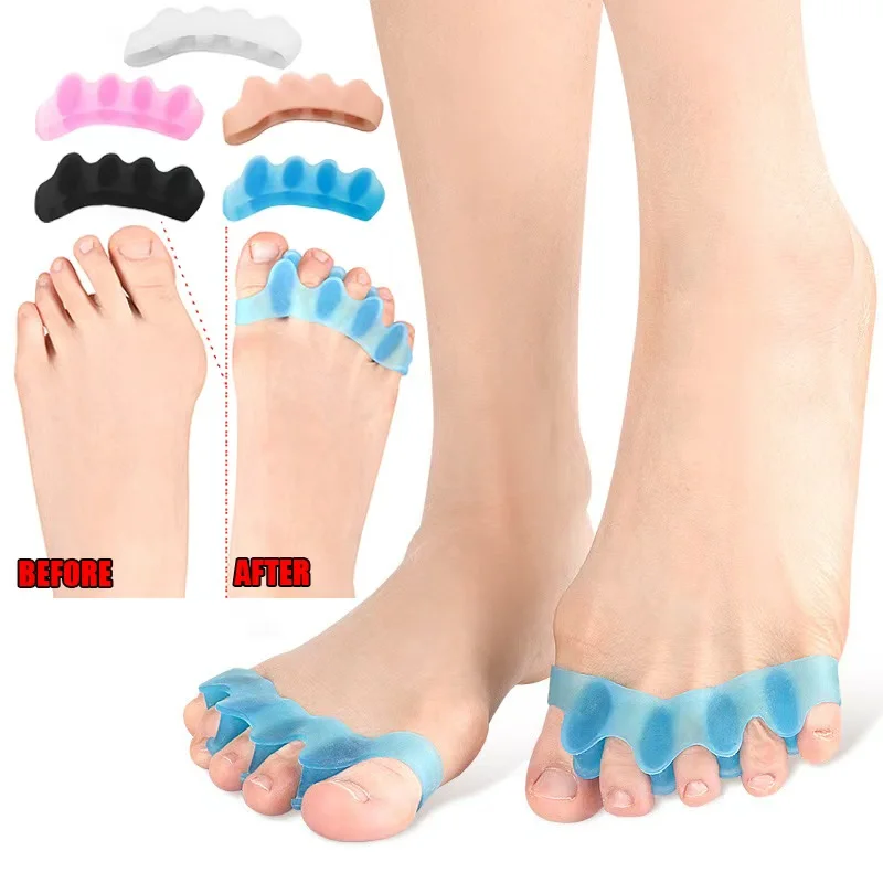 1 Pair Silicone Toe Separator - Bunion Corrector & Hammer Toe Straightener, Soft Foot Care Tool for Toe Separation