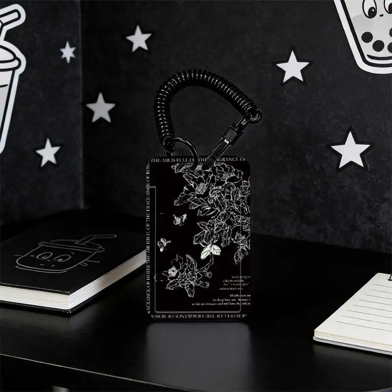 Card Holder for Stretchable Spring Cord Kpop Photocard Holder Photo Protector Student Bus/Meal Card Protection Case