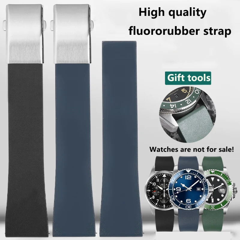 Wysokiej jakości pasek z gumy fluorowej bransoletka dla Longines IWC Seiko Breitling Avenger Blackbird Super Ocean seria pasek do nurkowania