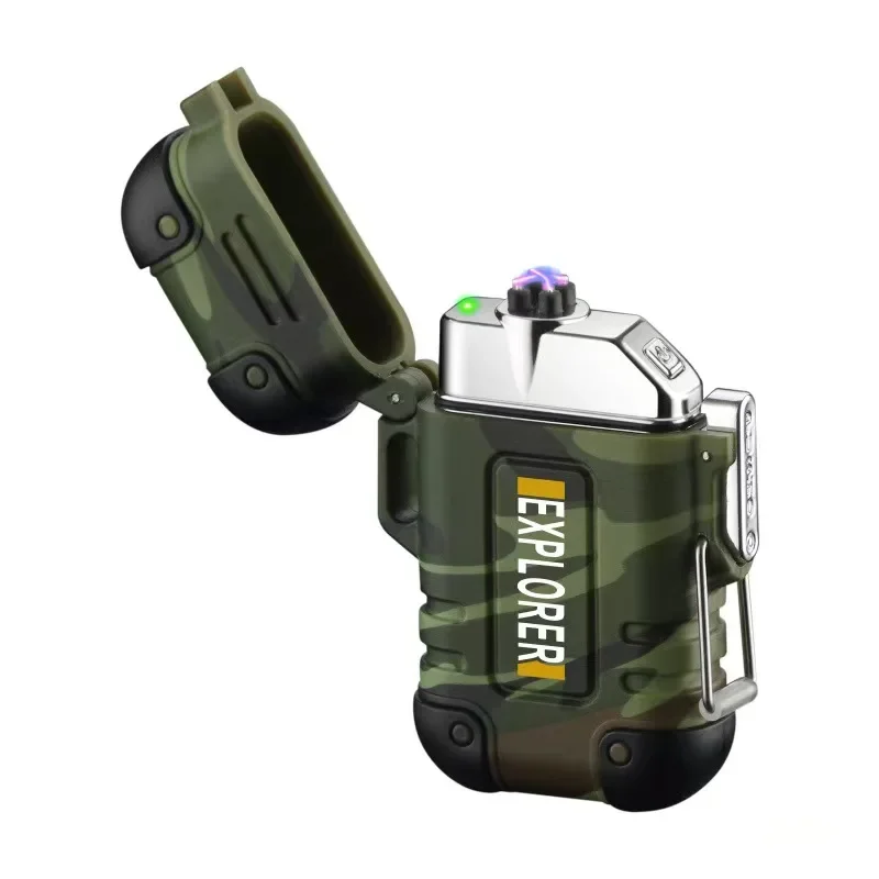 

Outdoor Camping Windproof Waterproof Arc Pulse Lighter, Type-C Charging, Portable Lanyard Electronic Lighter