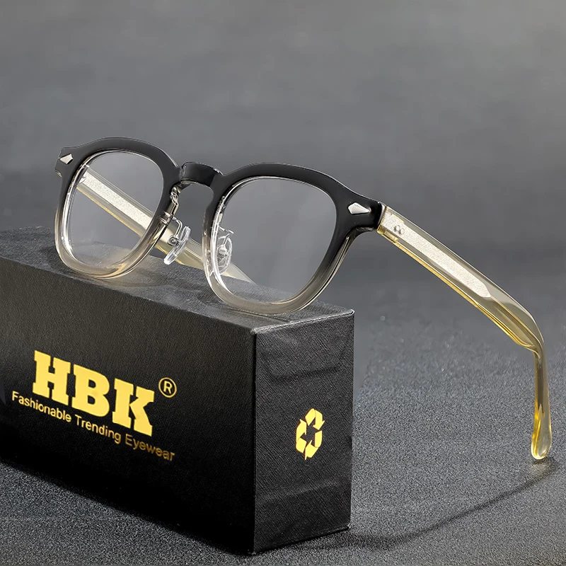 HBK Retro Oval Glasses Frames Transparent Lenses Men High Quality TR-90 Frame Glasses Women's Reading Computer Eyewear