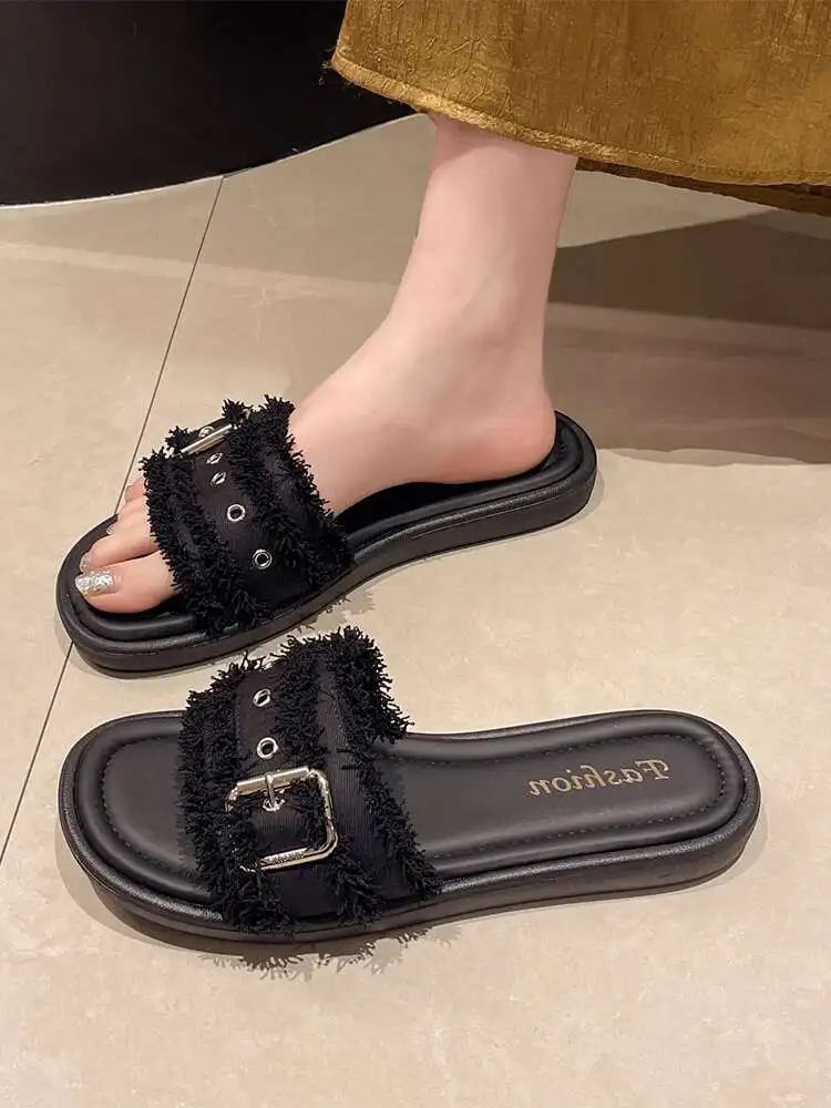 

Women's Slippers Lightweight Indoor Canves Slippers Non-slip Family Shoes Summer Flat Sandals Casual Slippers For Women
