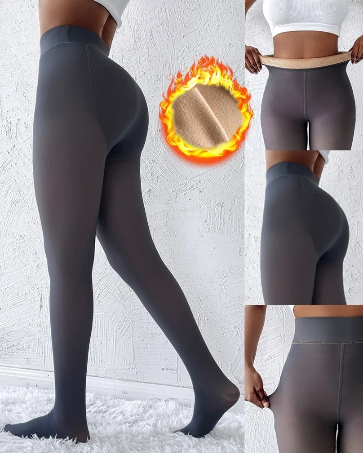 Autumn New 2-Pack Fleece Lined Tights Sheer Fake Translucent Thermal High Waist Pantyhose Leggings Shipped Within 48 Hours