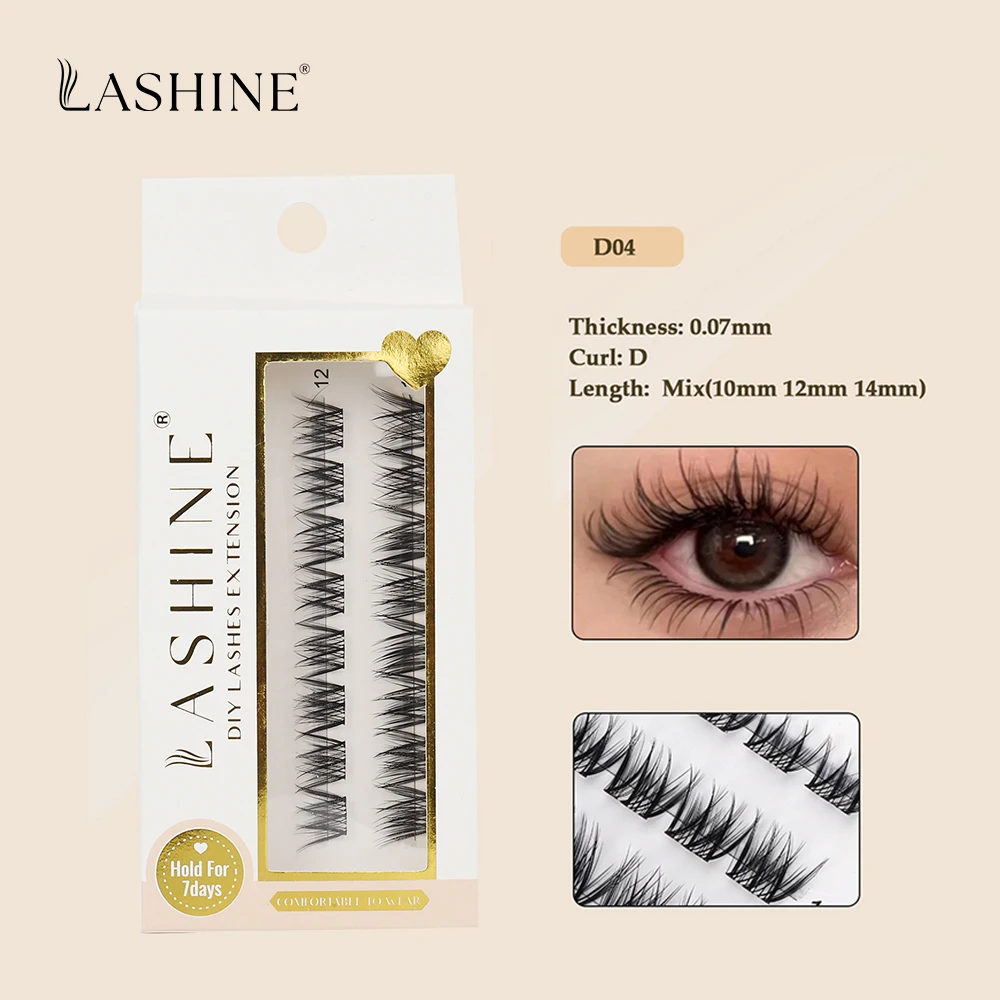Lashine Cluster Lashes Fai da te Segmentato Naturale D Curl Individuale Daux Ciglia di visone Forniture per il trucco a casa