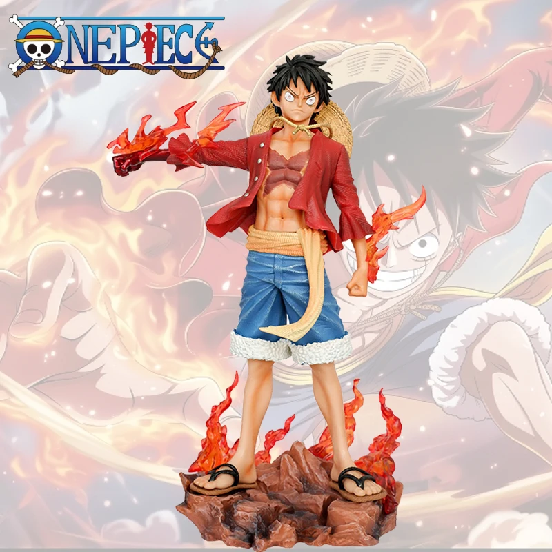 

26cm Genuine One Piece Luffy Anime Figure Toy Confident Smiley Luffy Two Form Face Changing Action Figurine PVC Boxed Model Doll