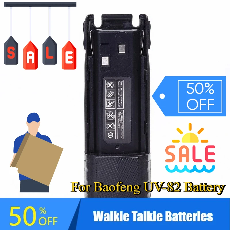 

3800mAh for Baofeng UV-82 Li-ion Battery USB-C Type-C Plug Walkie Talkie Batteries