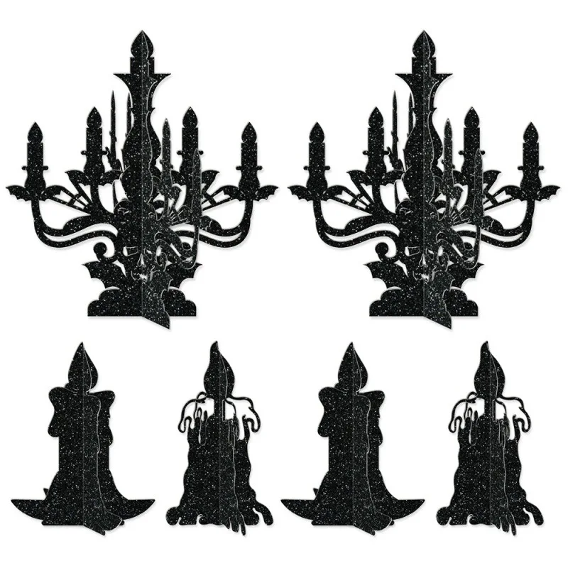 

Halloween Decoration 6pcs Candlestick Ornament Haunted House Dining Table Arrangement Festival Supplies Happy Halloween Day