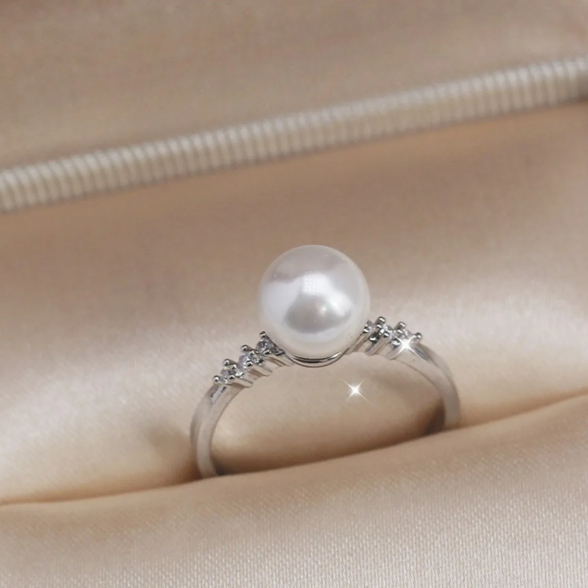 Brass 14K Gold Plated Exquisite CZ‑Inlaid Vintage Court Style Ring Blank Setting Niche‑Design DIY Pearl Ring Jewelry Accessories